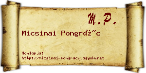 Micsinai Pongrác névjegykártya